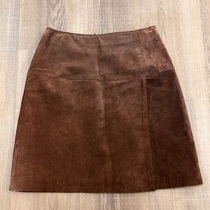 Vtg Erez Levy Leather Faux Wrap Mini Skirt